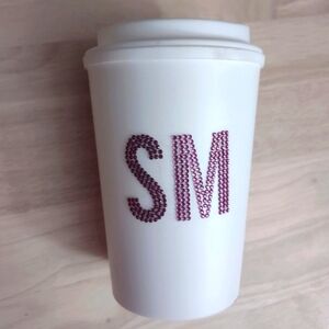 Steve Madden Pink Crystal Small Travel Mug Beverage Cup Bling Barbiecore